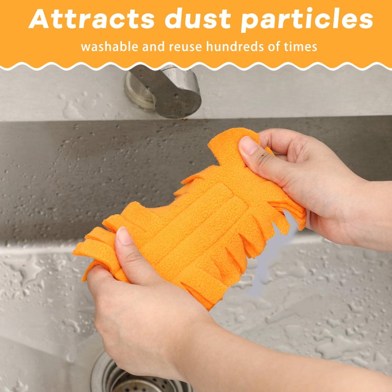 Zubebe 6 Pcs Duster Refill Fleece Duster Refills Cleaning Reusable Washable Pads for Cleaning Ceiling Fan Hardwoods Window Kitchen Floor, Rainbow Colors (Orange) - Image 5